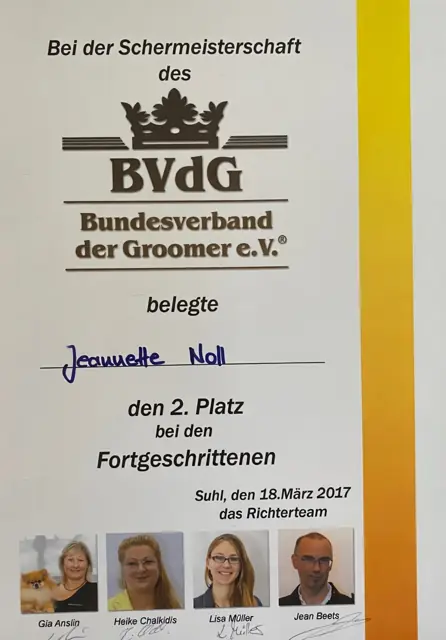 Zertifikat bzw. Urkunde von Jeannette Noll (38)
