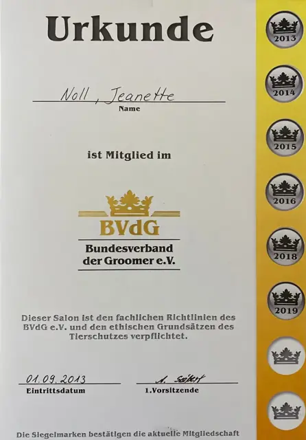 Zertifikat bzw. Urkunde von Jeannette Noll (18)